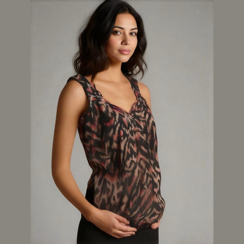Oh Baby Motherhood Maternity Tank Size Small Black Print Boho Tourist Ikat NEW